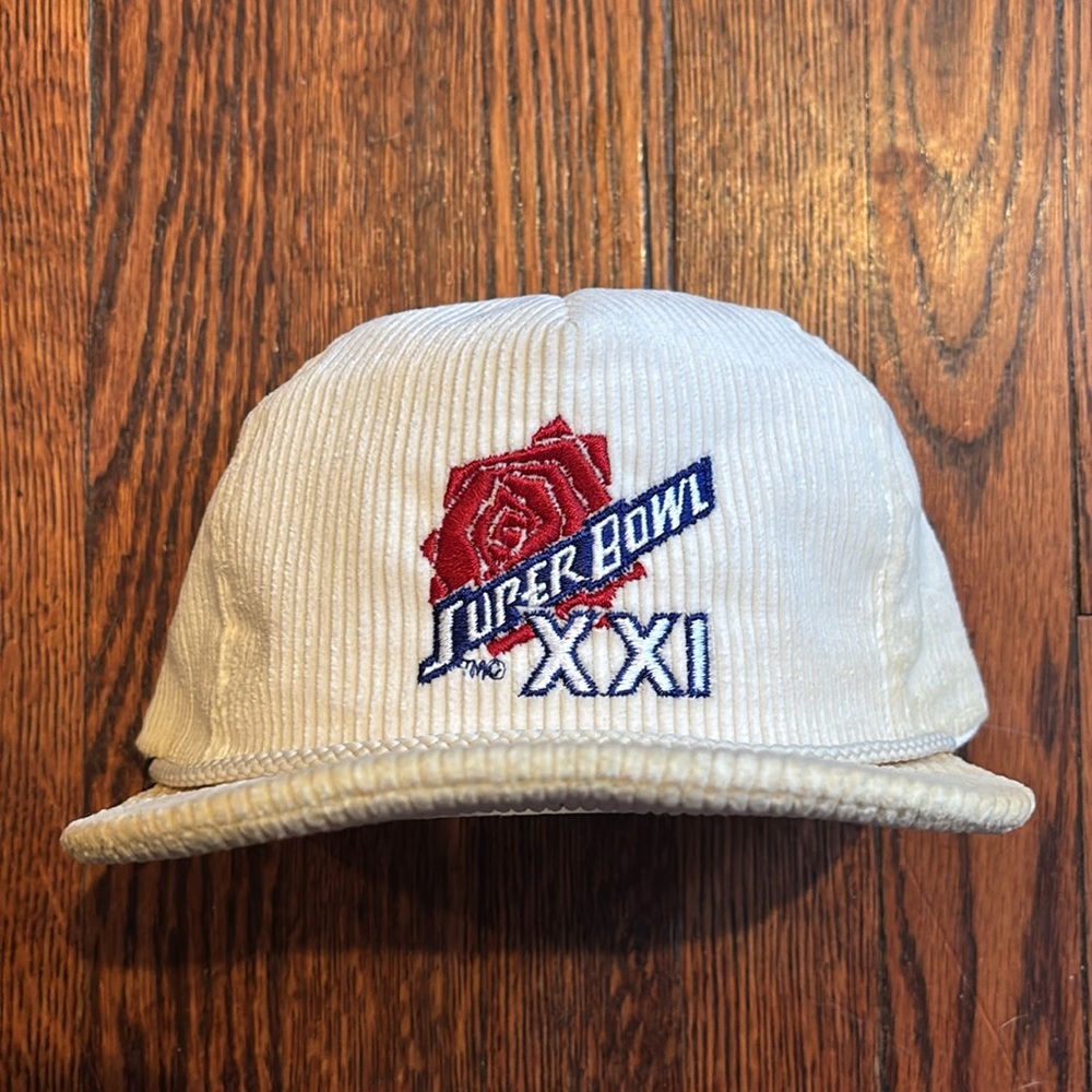 Vintage Super Bowl XXI corduroy trucker hat (1987)